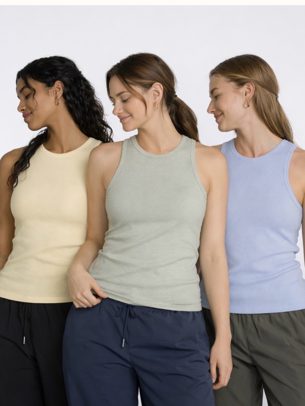 Lot of 3! CALIA Women's Everyday Rib Tanks Size Large Yellow, Blue, Green New!